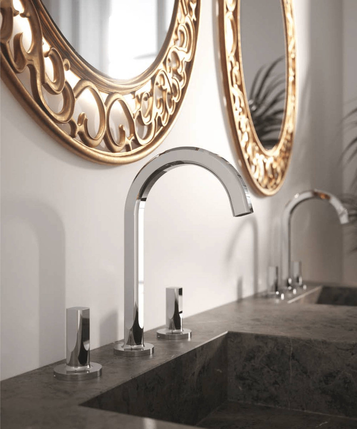Robinetterie Treemme Appia noire dans une salle de bain lumineuse