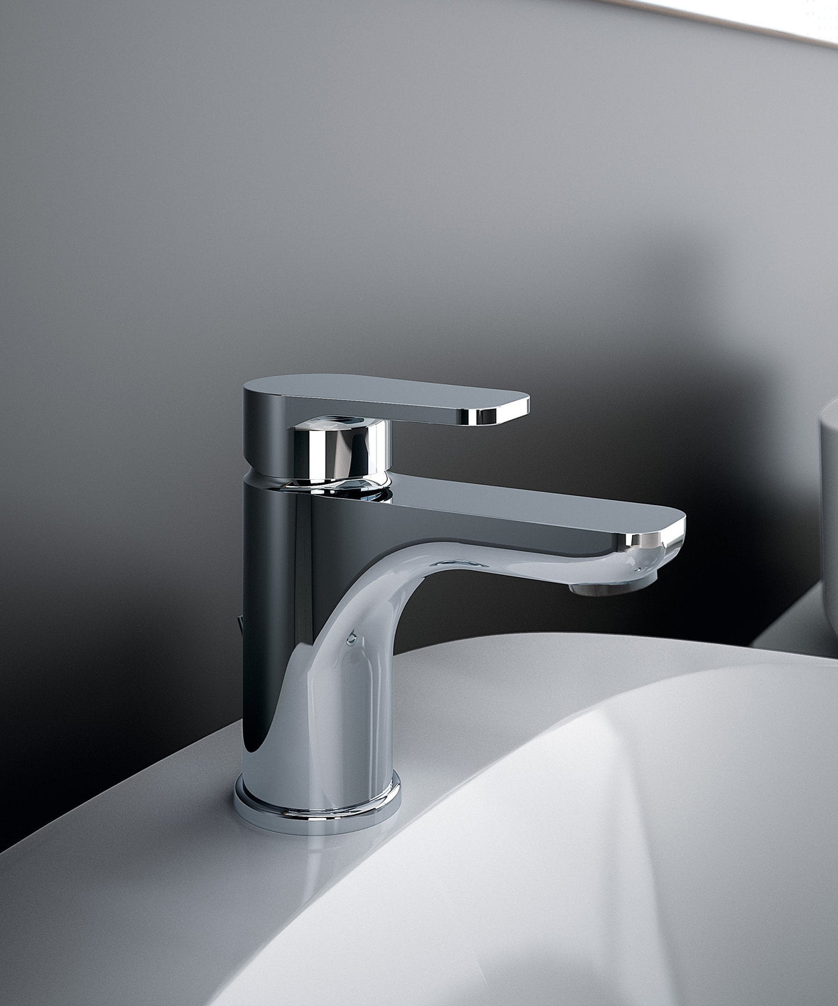 Robinet de lavabo Treemme Zip chromé sur fond gris