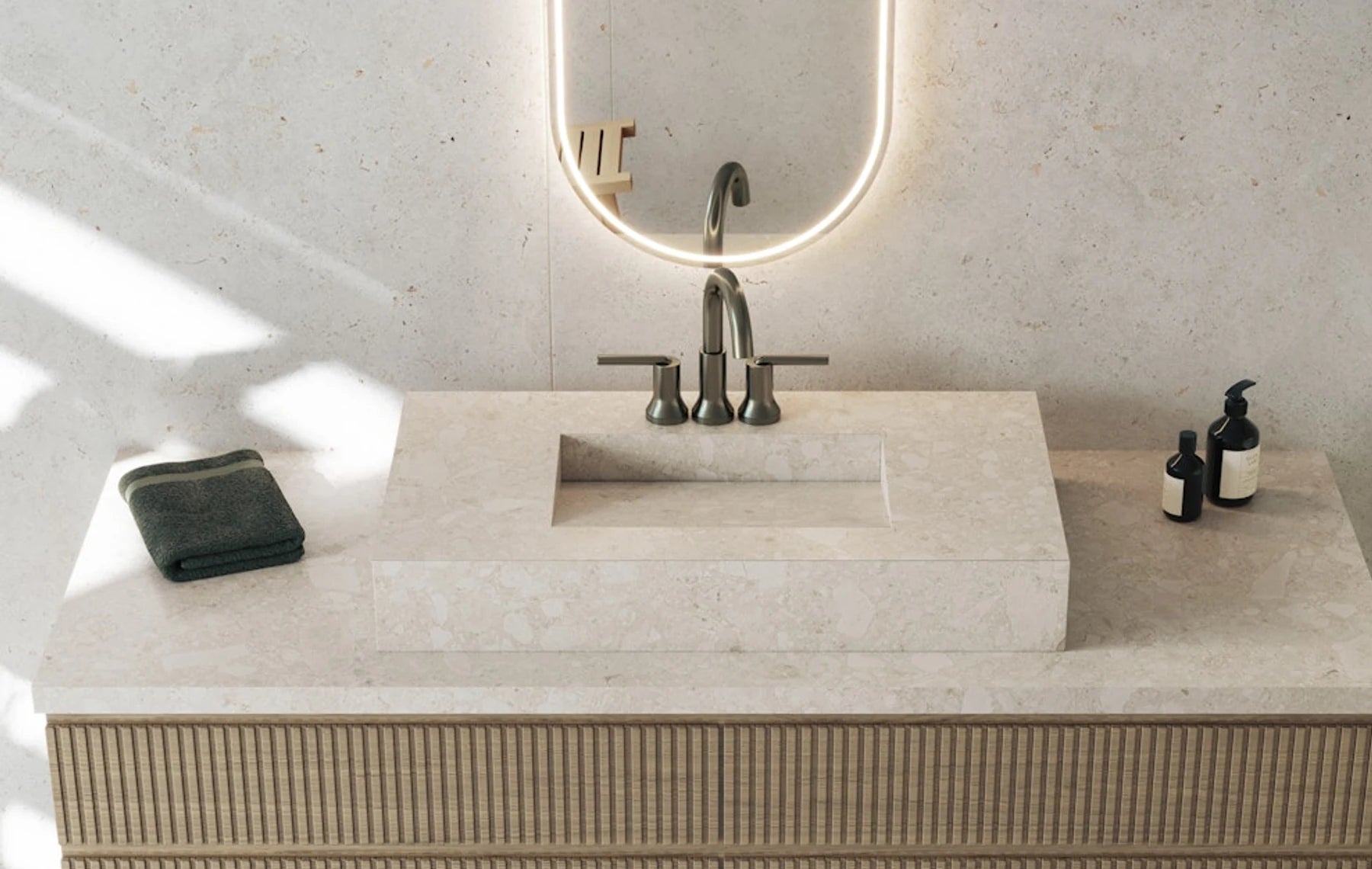Dekton Polar - détail plan vasque