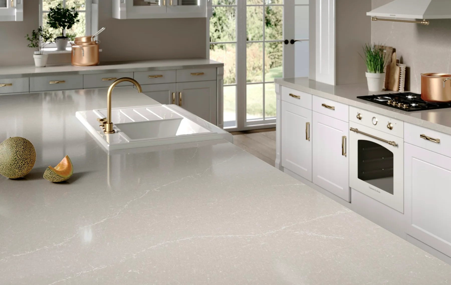 Plan de travail Silestone Desert Silver - îlot de cuisine