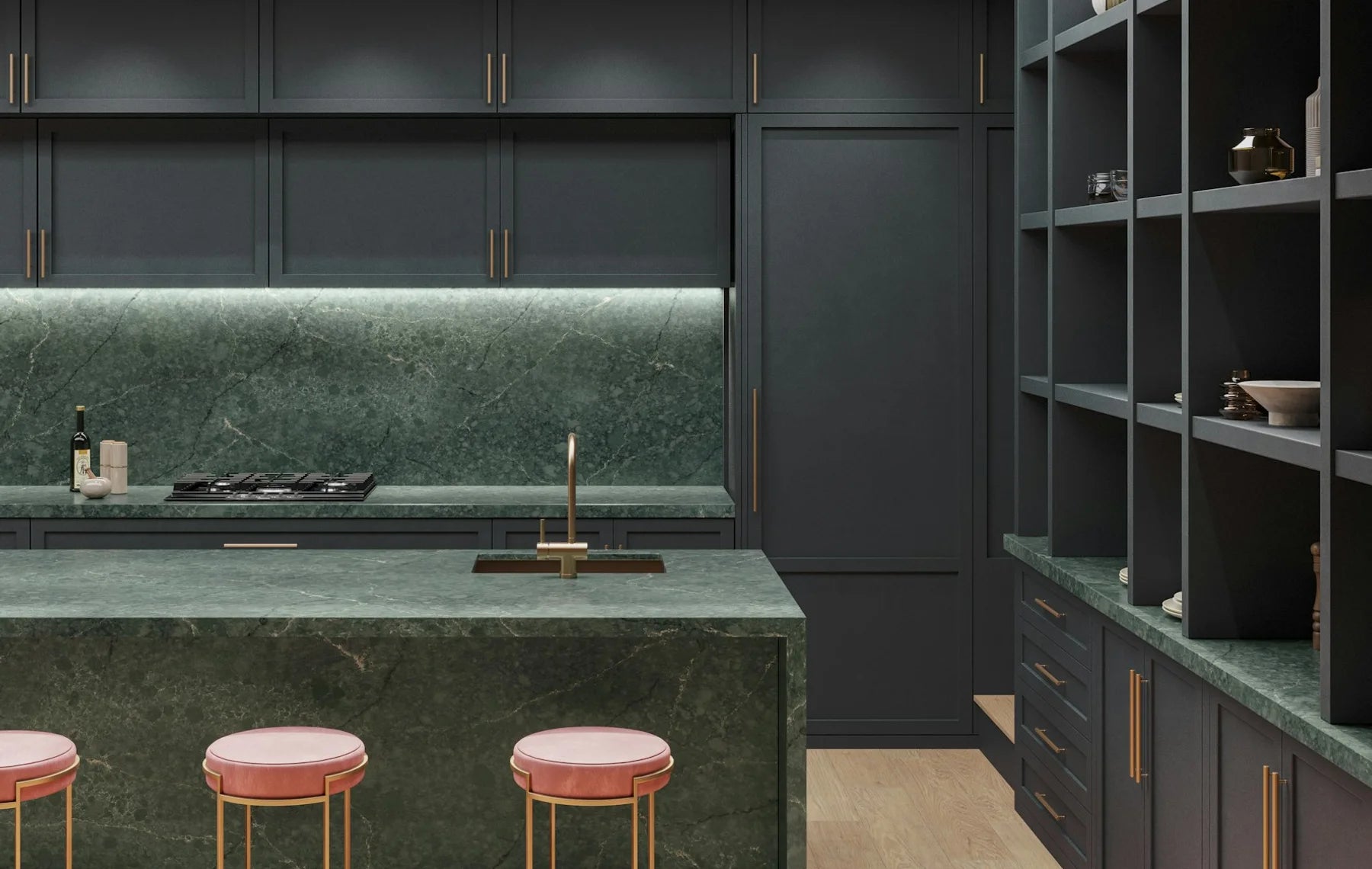 Plan de travail Silestone Jardin Emerald - îlot de cuisine
