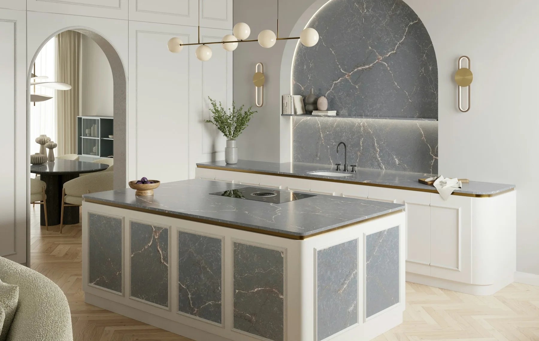 Plan de travail Silestone Parisien Bleu - îlot de cuisine