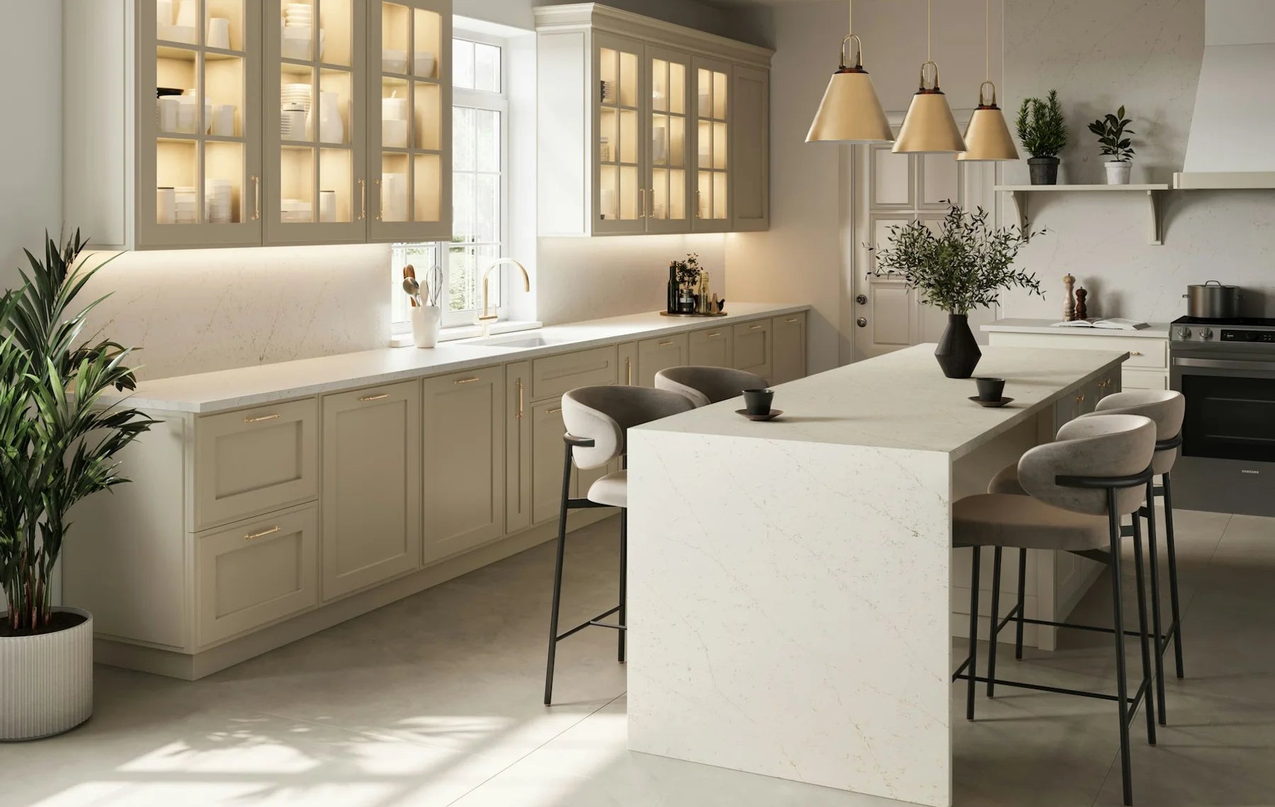 Plan de travail Silestone Persian White - îlot de cuisine