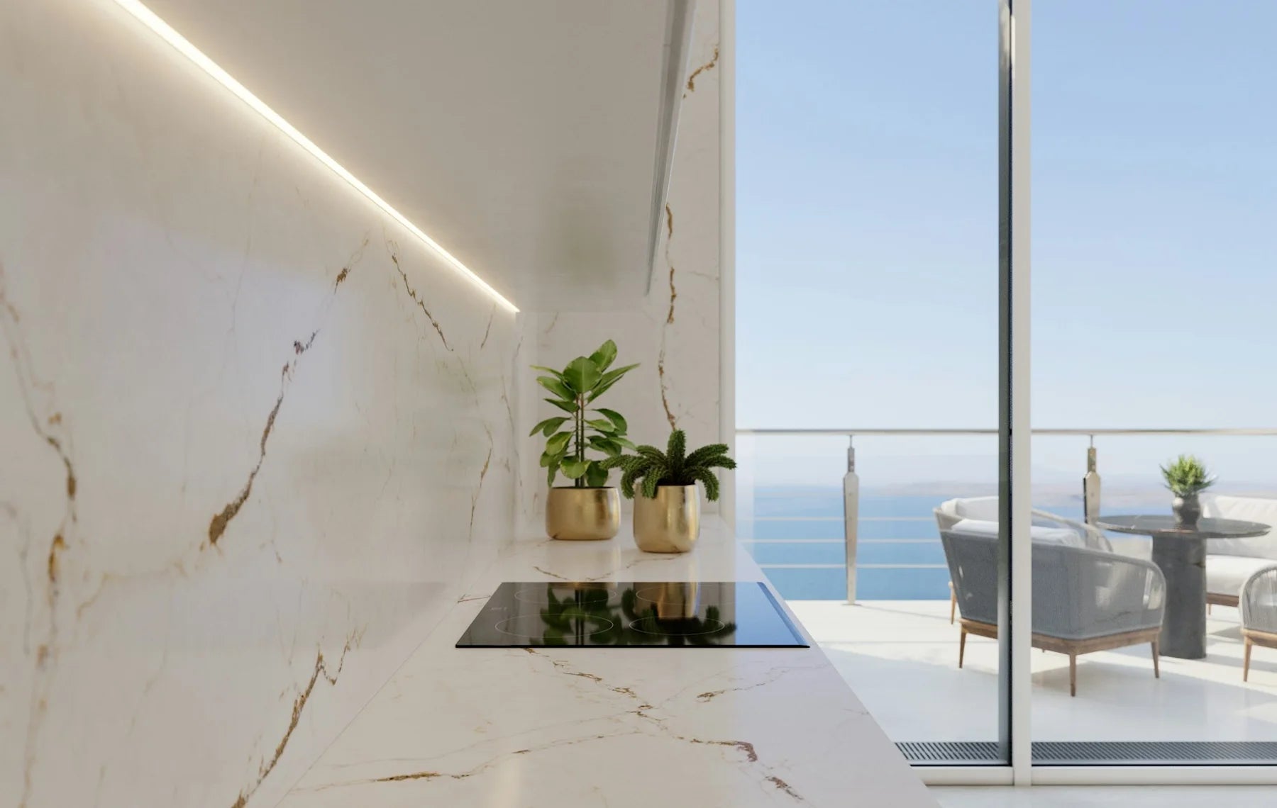 Plan de travail Silestone Versailles Ivory - îlot de cuisine