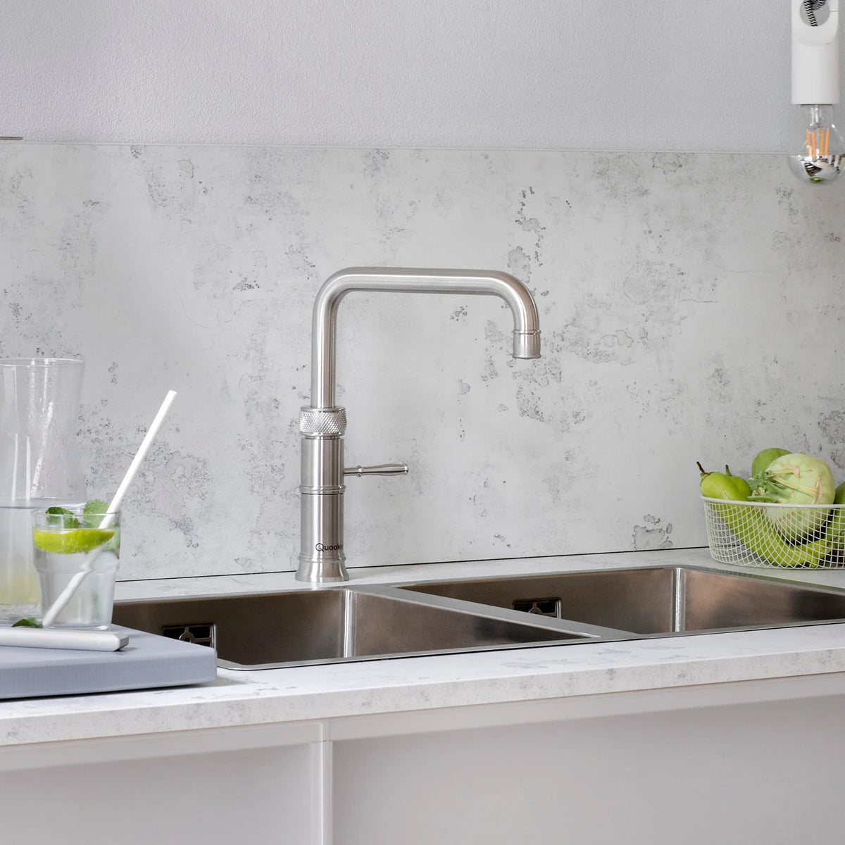 Quooker Classic Fusion Square finition Acier inoxydable — robinet eau bouillante 100 °C