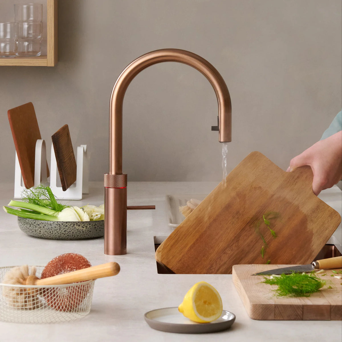 Quooker Flex Round finition Cuivre rosé — robinet eau bouillante 100 °C