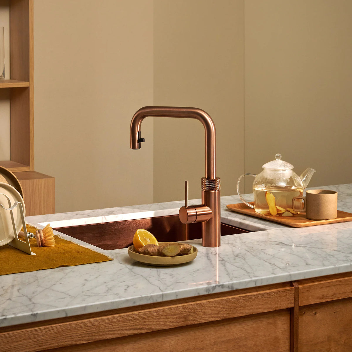 Quooker Flex Square finition Cuivre rosé — robinet eau bouillante 100 °C