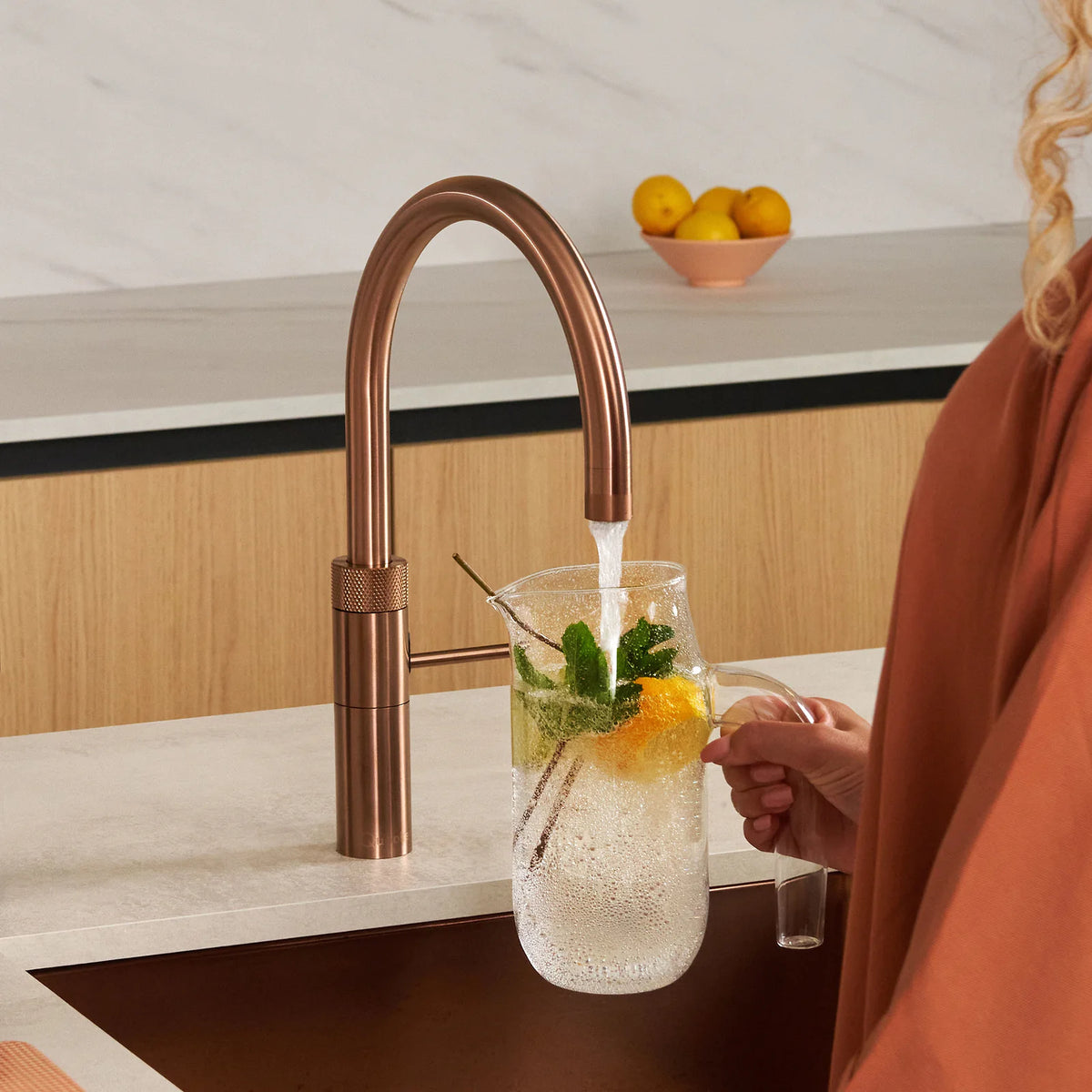 Quooker Fusion Round finition Cuivre rosé — robinet eau bouillante 100 °C