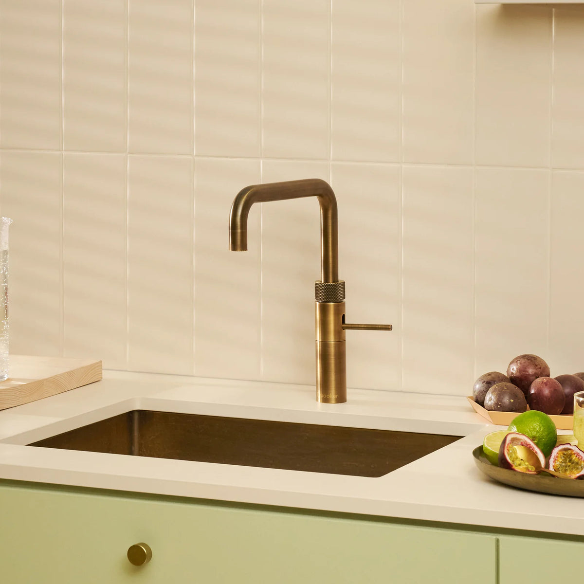 Quooker Fusion Square finition Laiton patiné — robinet eau bouillante 100 °C