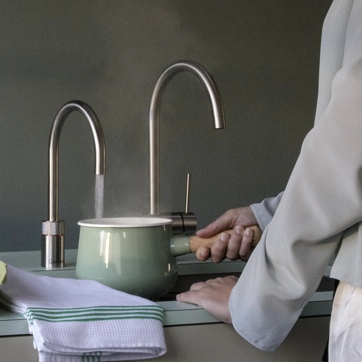 Quooker Nordic Single tap Round finition Acier inoxydable — robinet eau bouillante 100 °C