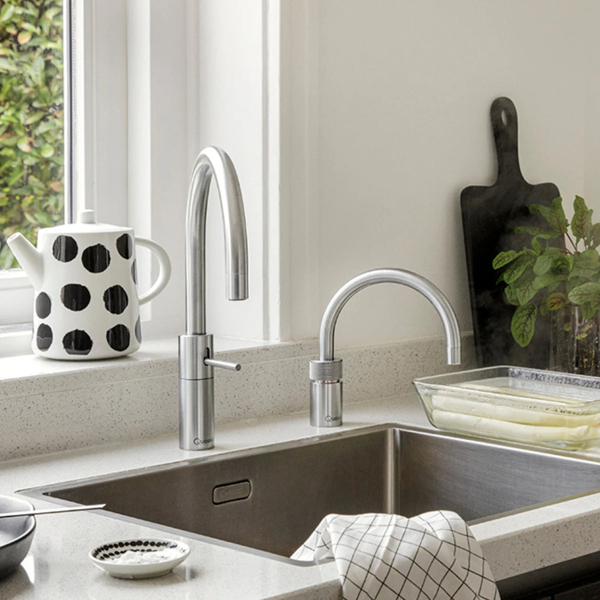 Quooker Nordic Twintaps Round finition Acier inoxydable — robinet eau bouillante 100 °C