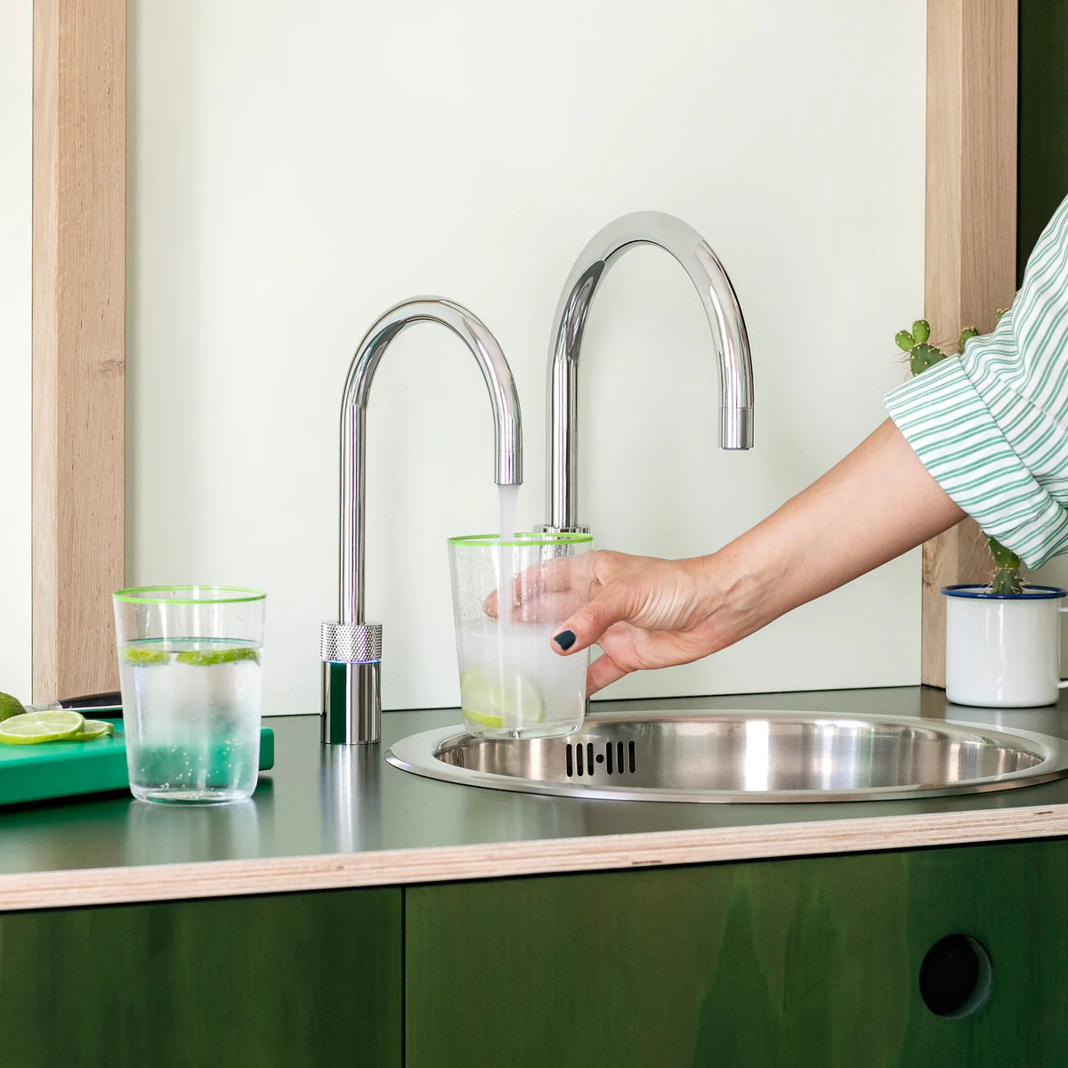 Quooker Nordic Twintaps Round finition Chromé — robinet eau bouillante 100 °C en situation