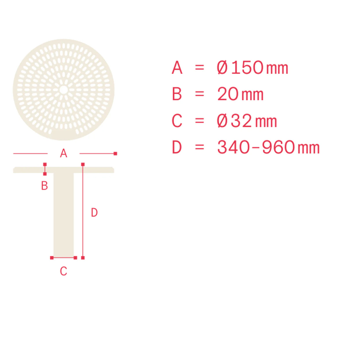 Récupérateur de goutte Quooker — schéma et cotes (brochure Quooker 2026)