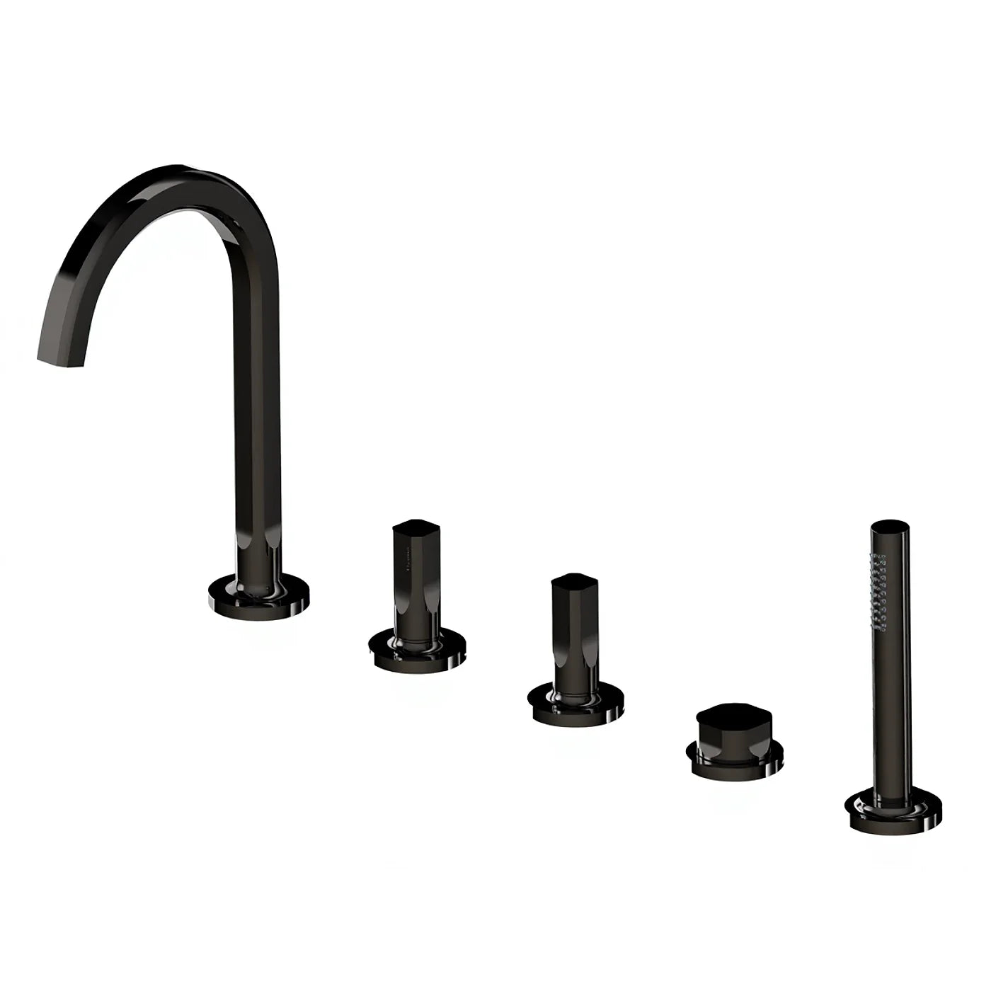 Mélangeur bain/douche 5 trous sur gorge - Treemme Appia - IT 3C06 CC AO ZZ - Noir chromé brossé (CZ)