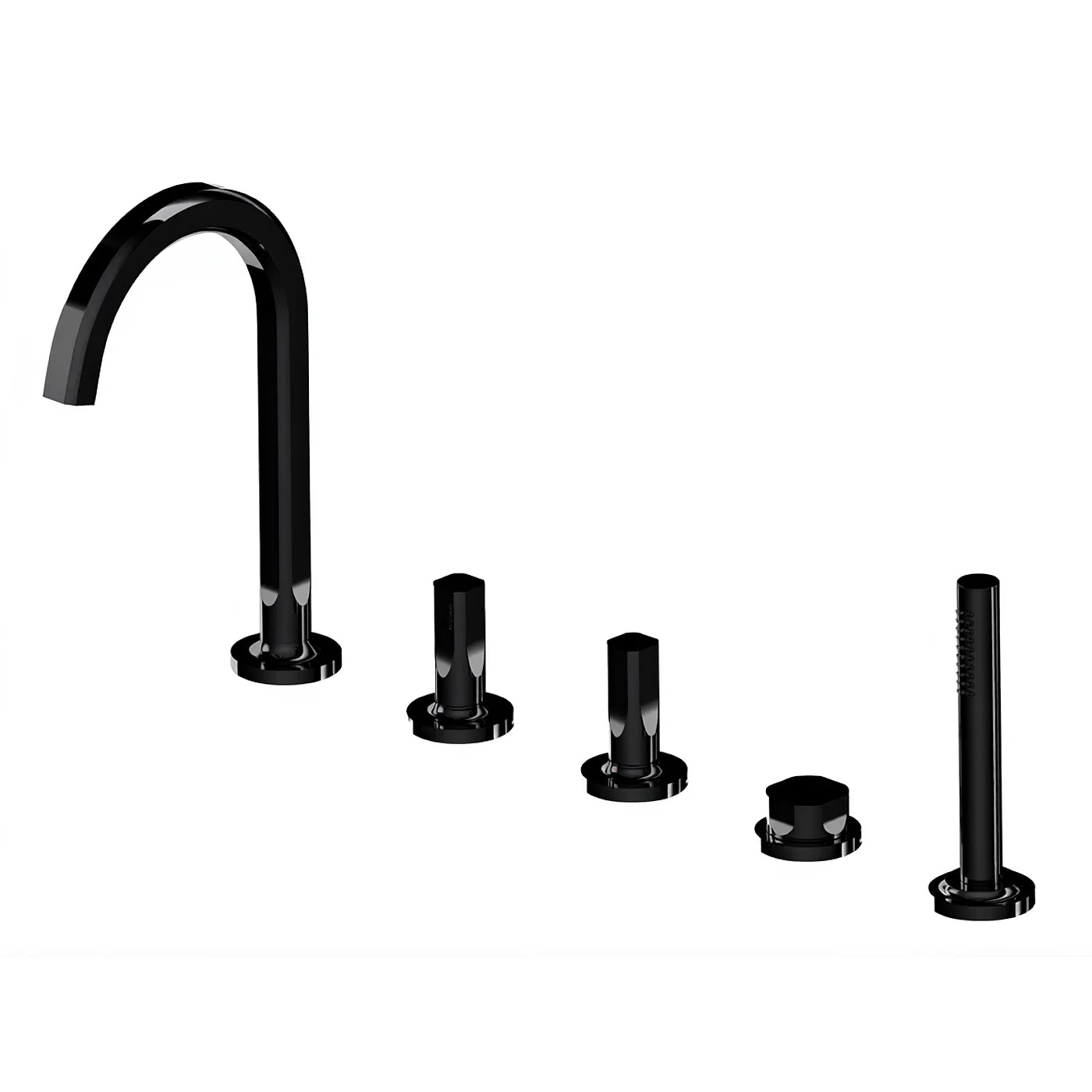 Mélangeur bain/douche 5 trous sur gorge - Treemme Appia - IT 3C06 CC AO ZZ - Noir chromé poli (HH)