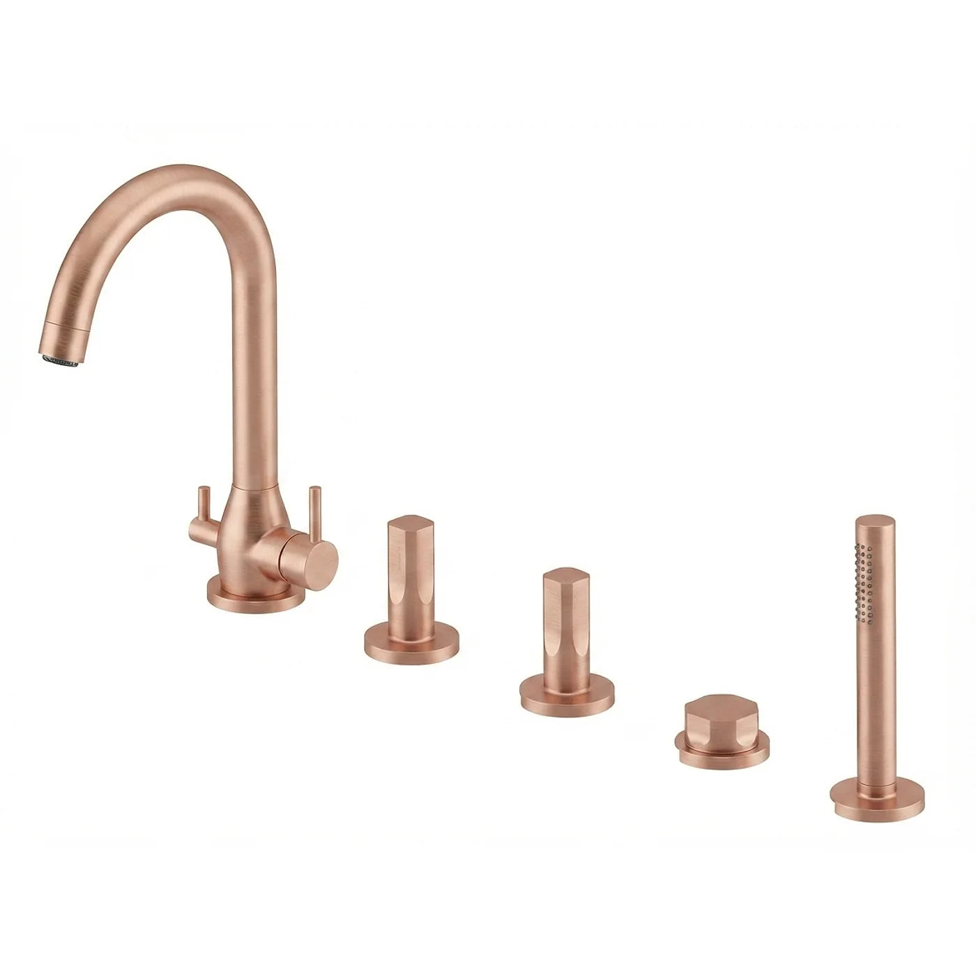 Mélangeur bain/douche 5 trous sur gorge - Treemme Appia - IT 3C06 CC AO ZZ - Or rose brossé (SZ)