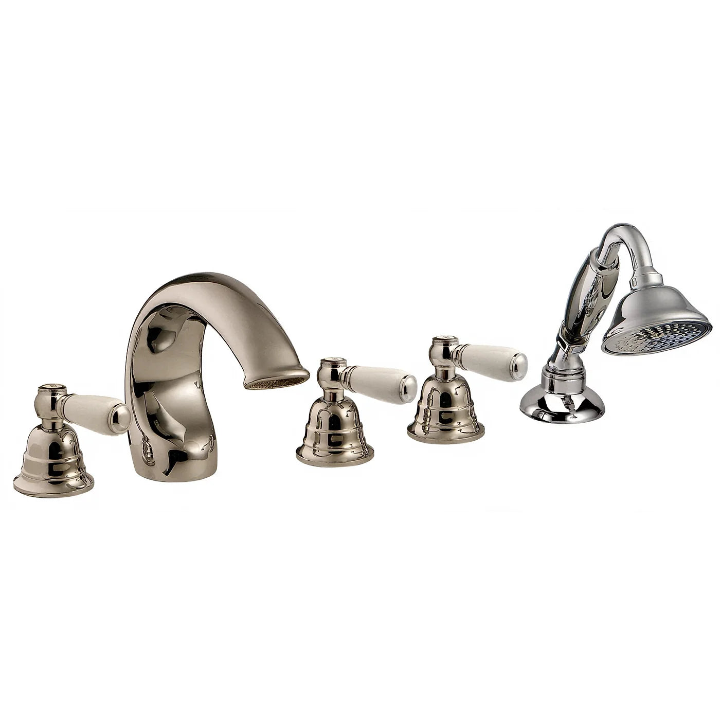 Mélangeur bain/douche 5 trous sur gorge - Treemme Old Italy - IT 4406 CC SO ZZ - Nickel poli (NL)