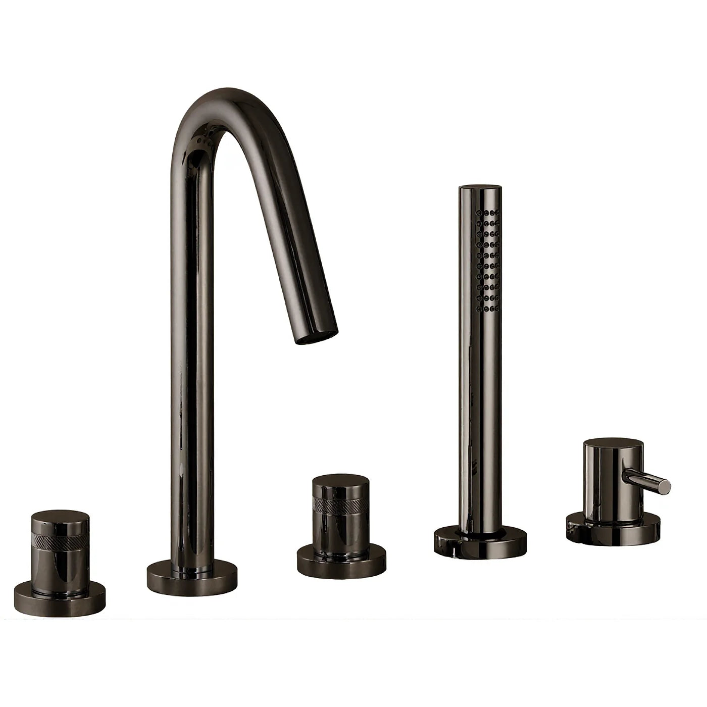 Mélangeur bain/douche 5 trous sur gorge - Treemme X-change - IT 7206 CC XR ZZ - Noir chromé brossé (CZ)