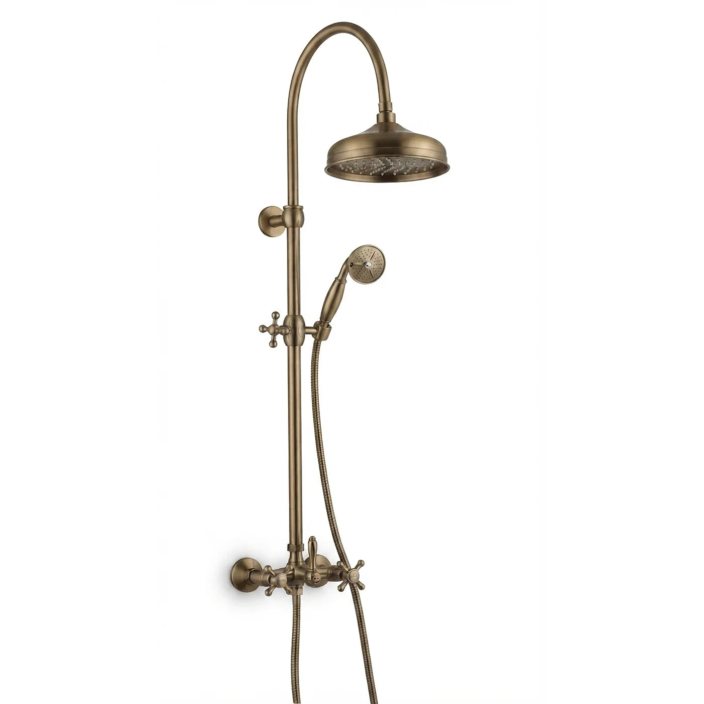 Mélangeur douche mural, douchette et tête de douche anticalcaire - Treemme Old Italy - IT 4490 CC OI ZZ - Bronze brossé (US)