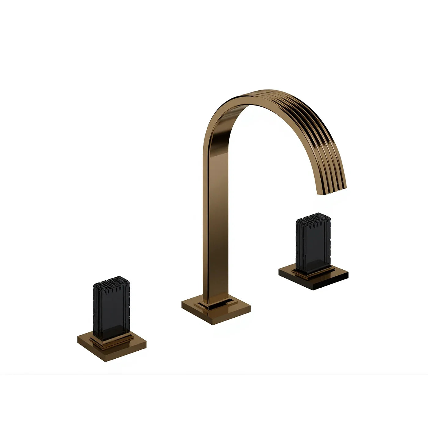 Mélangeur lavabo 3 trous 195 - LED - Treemme Kea - IT 3A16 CC RO ZZ - Noir chromé brossé (CZ)