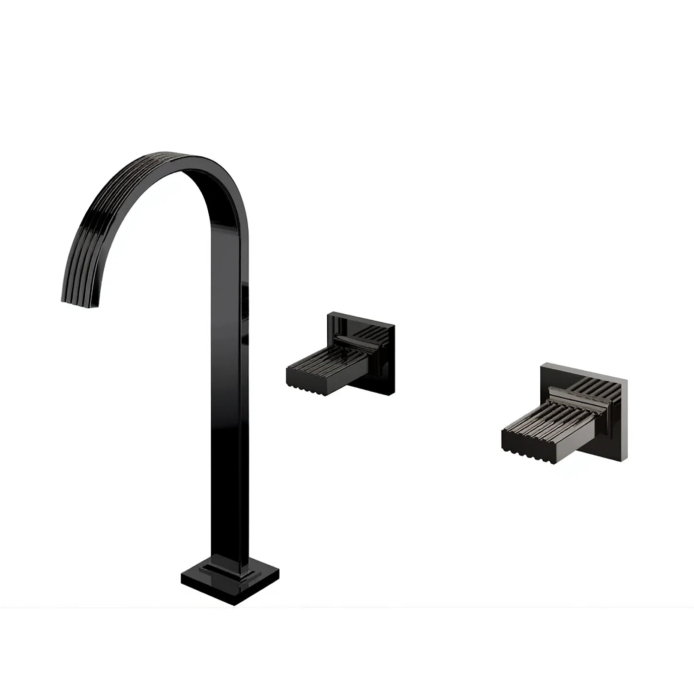 Mélangeur lavabo 3 trous 290 - Treemme Kea - RWIT 3A85 CC KO - Noir chromé brossé (CZ)