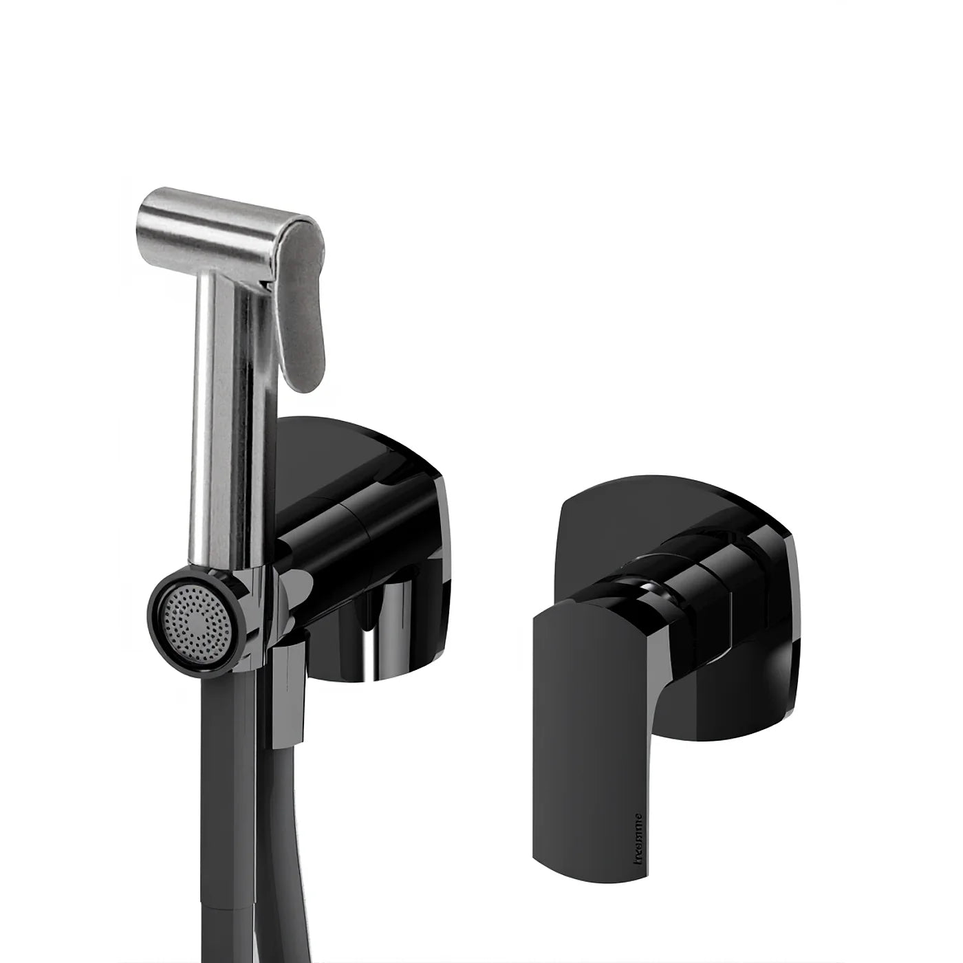 Mitigeur à encastrer avec douchette WC - Treemme Albatros - RWIT 4CD4 CC 05 - Noir chromé brossé (CZ)