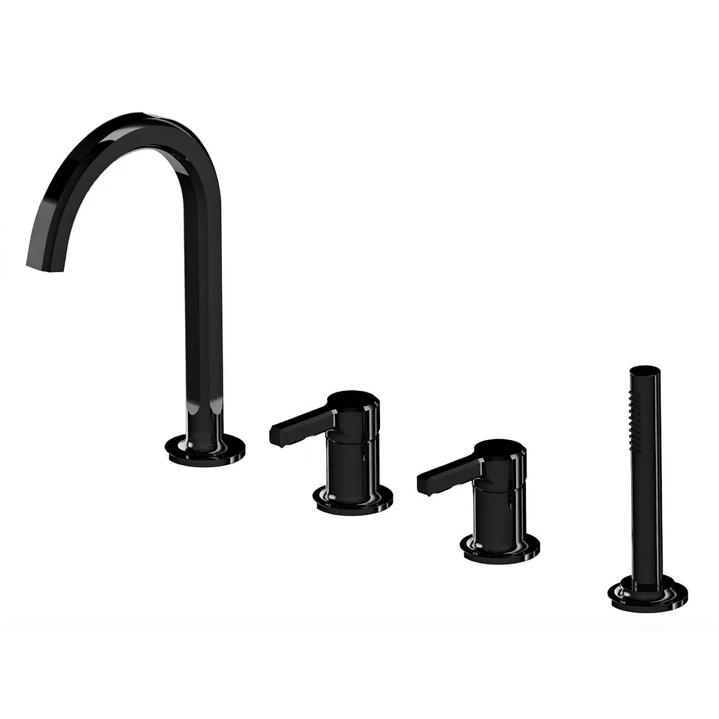 Mitigeur bain/douche 4 trous sur gorge - Treemme Aurelia - IT 2C68 CC AU ZZ - Noir chromé brossé (CZ)