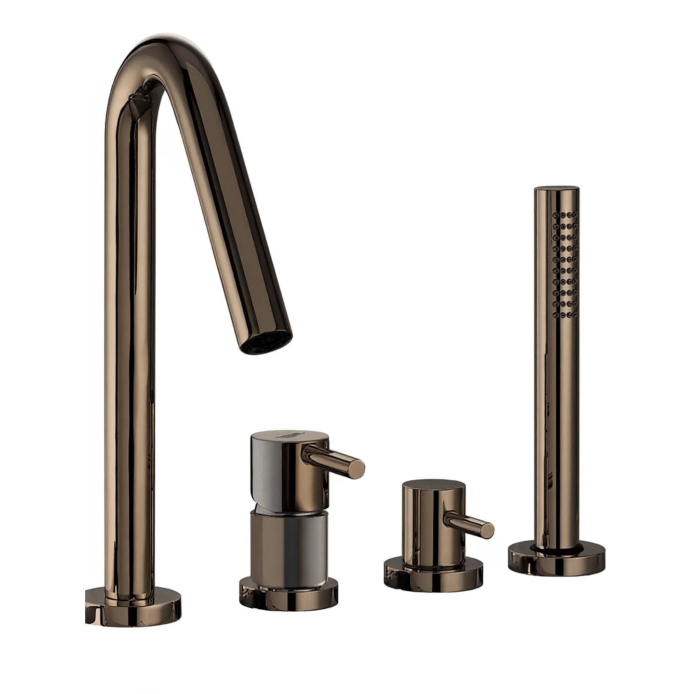 Mitigeur bain/douche 4 trous sur gorge - Treemme X-change mono - IT 5868 CC VL ZZ - Noir chromé poli (HH)