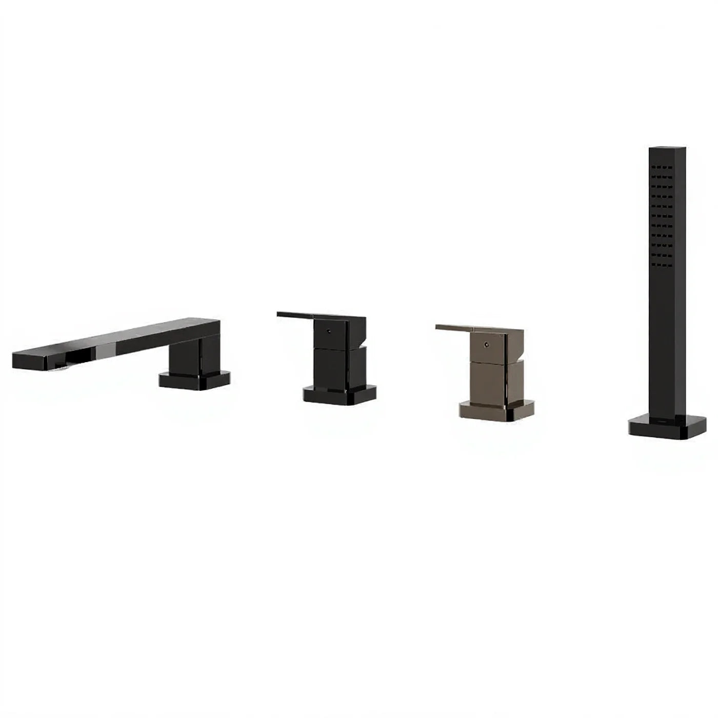 Mitigeur bain/douche 4 trous sur gorge - Treemme PA36 - IT 8B68 CC QF ZZ - Noir chromé brossé (CZ)