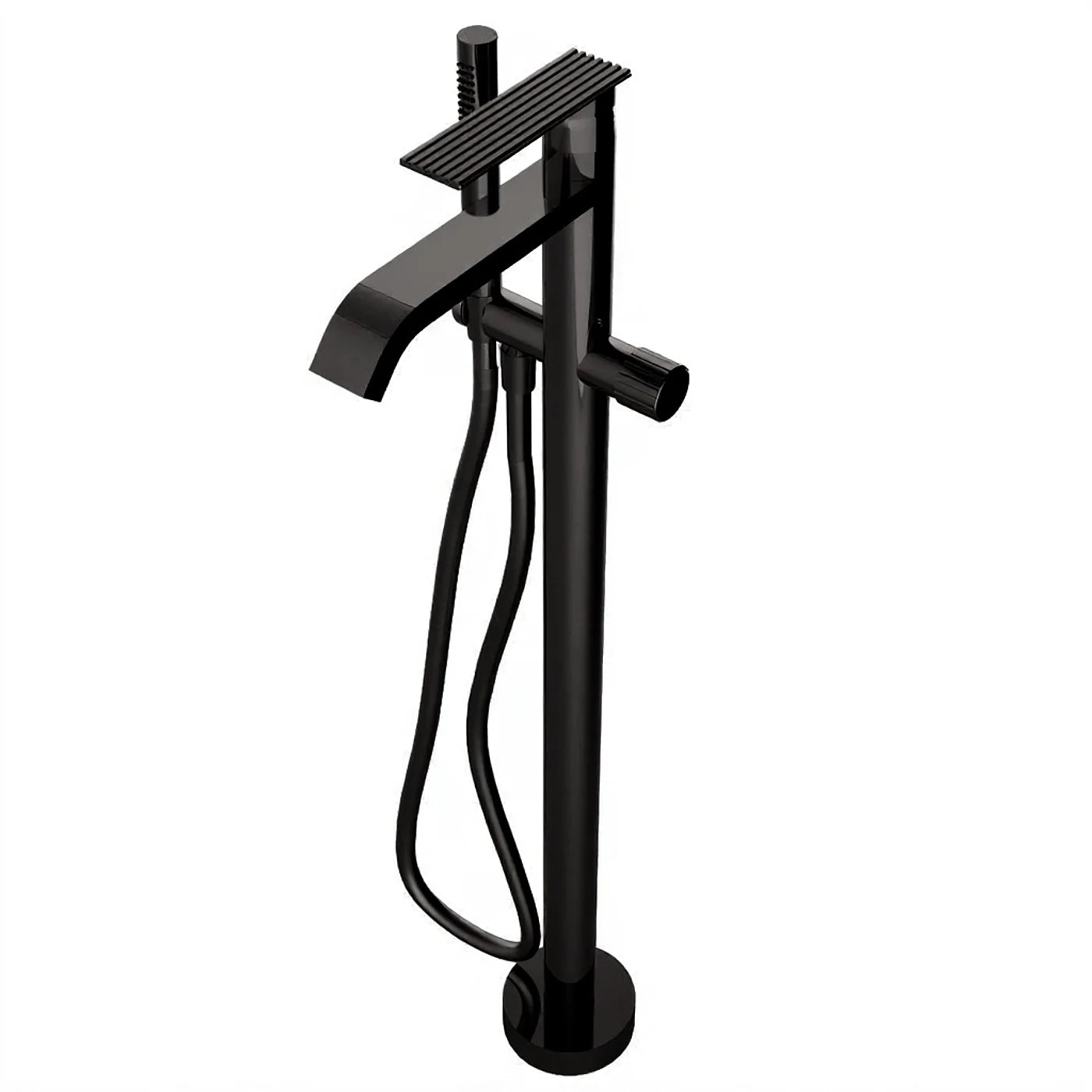 Mitigeur bain douche sur colonne au sol - Treemme Ios - RWIT 2A03 CC 50 - Noir chromé poli (HH)