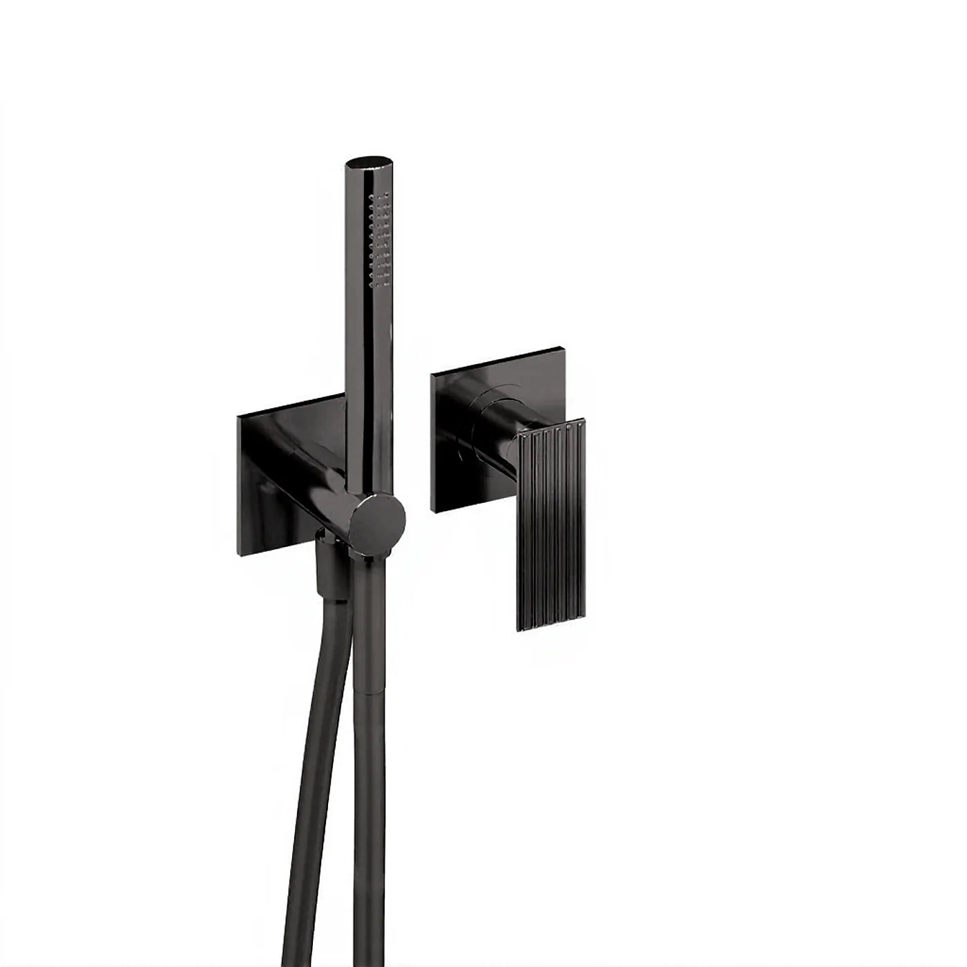 Mitigeur douche à encastrer avec douchette - Treemme Ios - RWIT 2AD4 CC 01 - Noir chromé brossé (CZ)